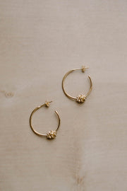 Flower knot hoops, gold hoop earrings, dainty gold hoops, star knot hoops, unique hoops, boho hoops, stacking hoops, medium hoops